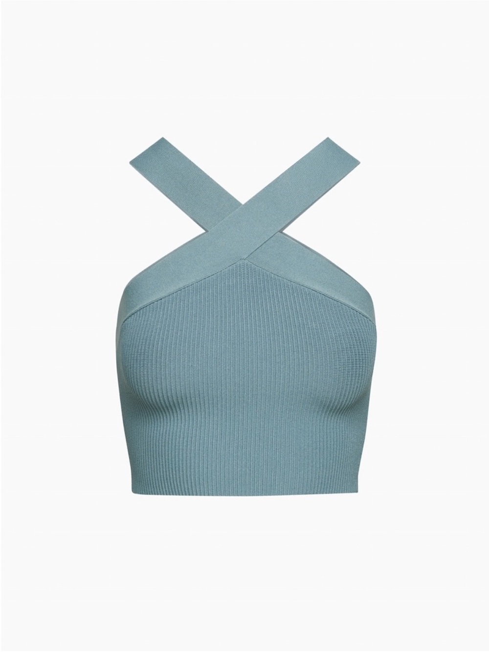 Aritzia Babaton Sculptknit Criss Cross Cropped Ribbed Tank Top Crop Halter XL